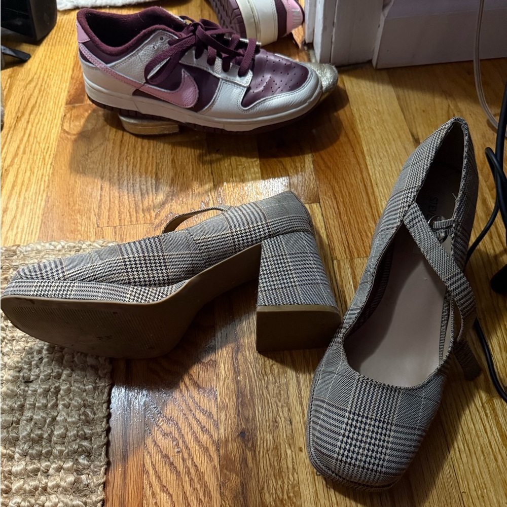 Steve Madden Plaid Mary Jane Block Heels